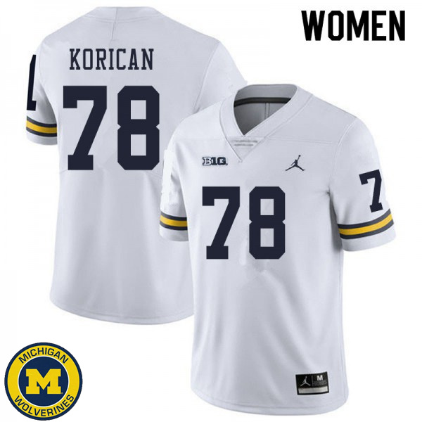 Women Michigan Wolverines #78 Griffin Korican White High School Jersey